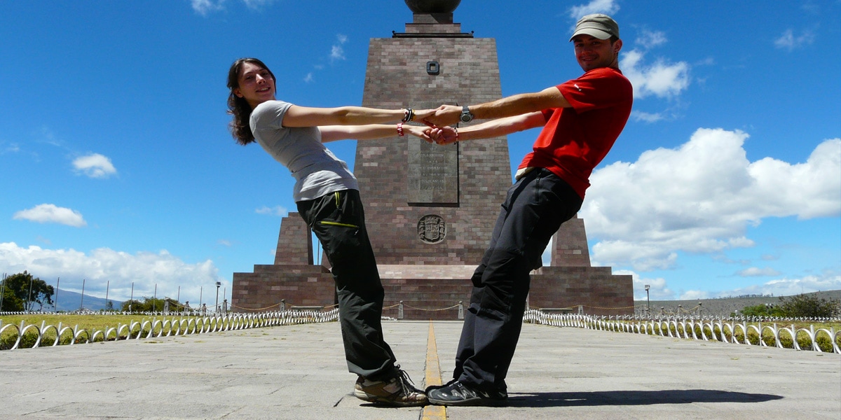 couple at the mitad del mundo