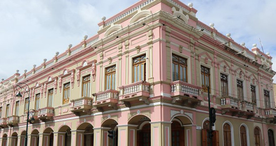 Pink house-museum in Riobamba, Ecuador