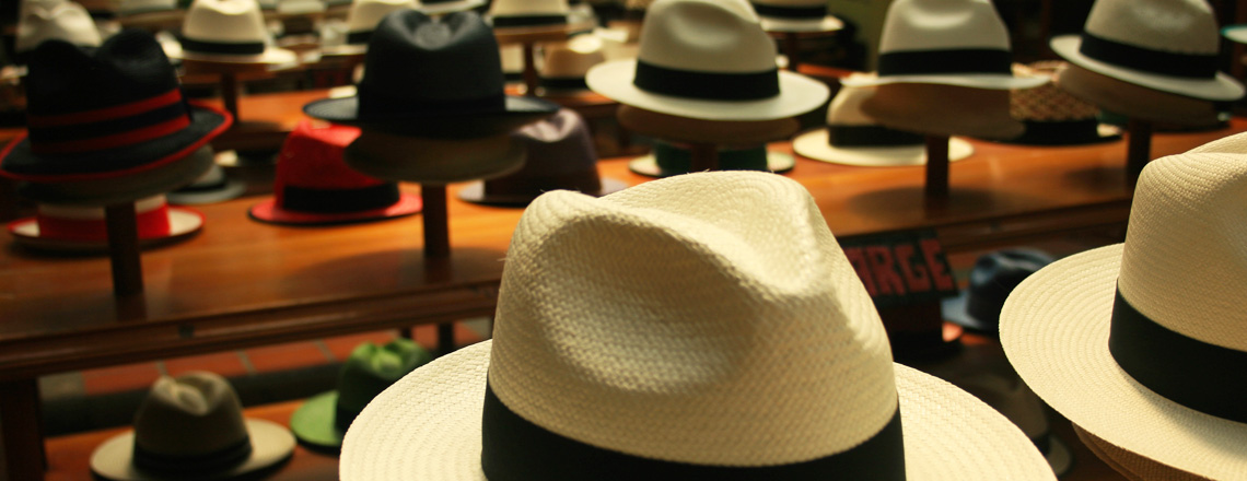 Panama hats at Straw Toquilla Hat Museum in Cuenta, Ecuador