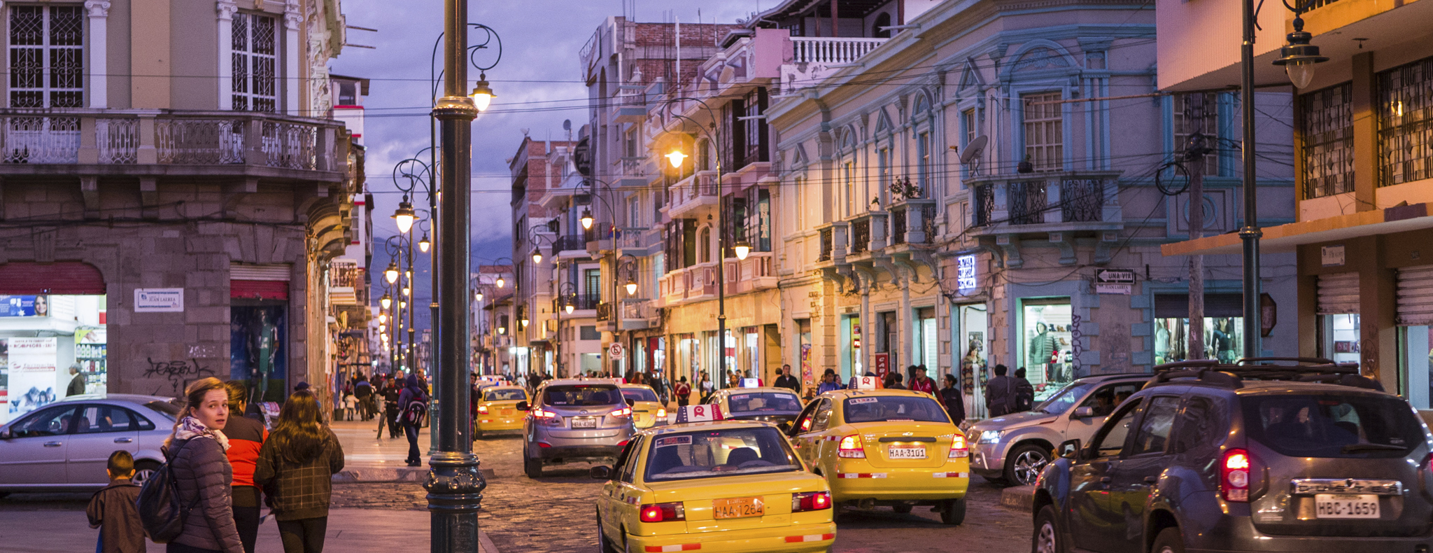 Cars on street of Riobamba in Ecuador