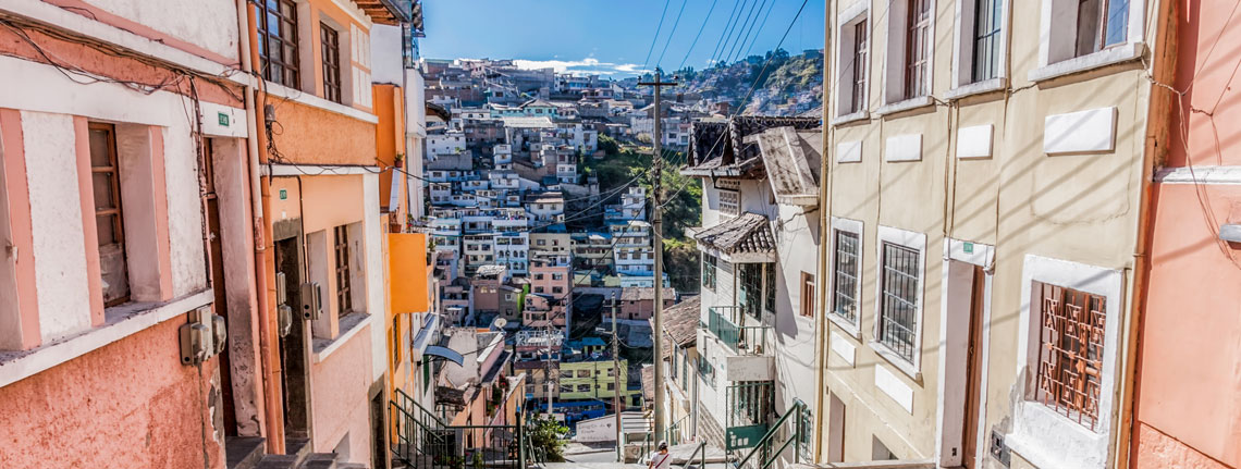 Colorful buildings of Quito, Ecuador 