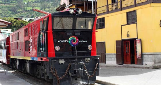 Old train at Riobamba train station in Ecuador 