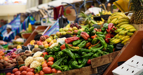 Fruits and vegetables at traditional market in Cuenca, Ecuador