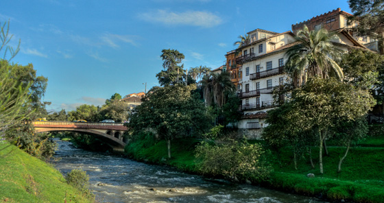 Small bridge over river in Cuenca, Ecuador