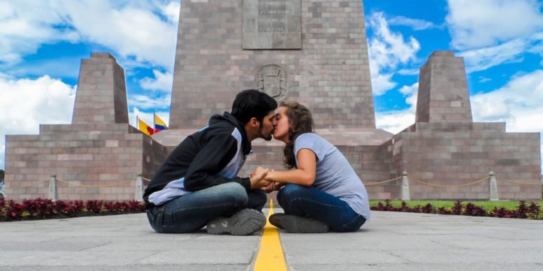 couple at the mitad del mundo